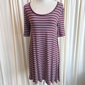Maroon Striped Tshirt Swing Dress - Small